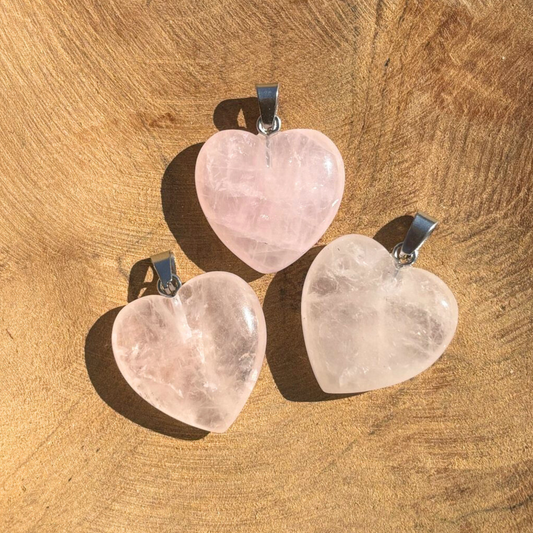 Pendentif Coeur Quartz Rose